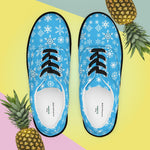 Christmas Snowflake Canvas Lace-Up Shoes - Black laces, vibrant pineapple background | Our Phoenix Rise