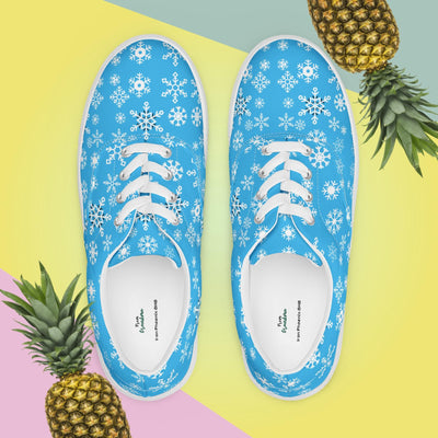 Christmas Snowflake Canvas Lace-Up Shoes - White laces, overhead view | Our Phoenix Rise