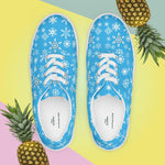 Christmas Snowflake Canvas Lace-Up Shoes - White laces, vibrant pineapple background | Our Phoenix Rise