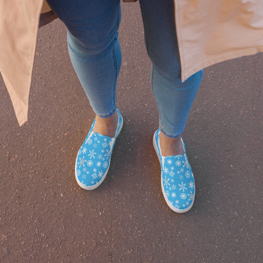 Light Blue Snowflake Slip-On Shoes | Soft Insole | EVA Grip