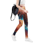 Liquid Swirl Print Athletic Leggings - Front Three Quarter View | Our Phoenix Rise